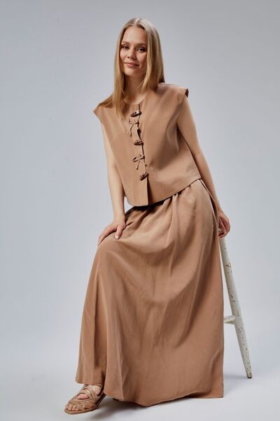 Bolivente Καφέ γιλέκο με κανονικό κουμπί με λεπτομέρειες