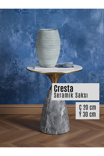 Genel Markalar Cresta Buz Mavisi Seramik Saksı Uzun 20 * 30Cm