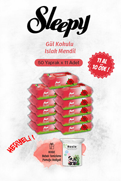 Sleepy مناديل مبللة للأطفال برائحة الورد، اشترِ 11 واحصل على 10 مجانًا مع هدي...