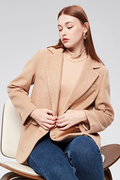 Bolivente سترة مخيطة ذات ياقة مزدوجة الصدر