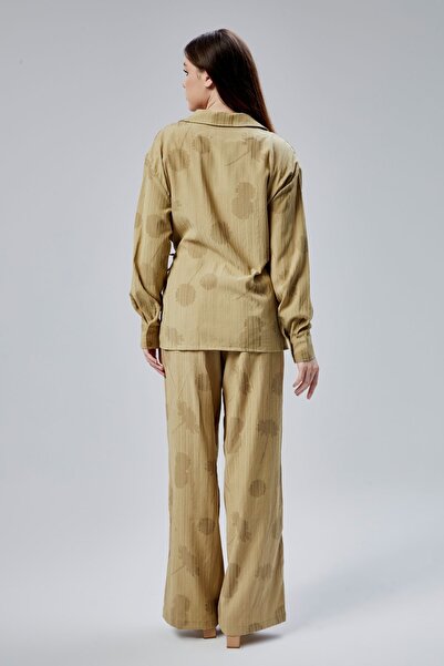Bolivente Haki Salaş Kesim Geniş Paça Pantolon