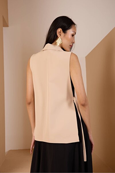Bolivente Γυναικείο μπεζ γιλέκο με κανονική επένδυση
