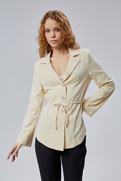 Bolivente Ecru Limited Edition Double Breasted Collar Padded Shirt Jacket