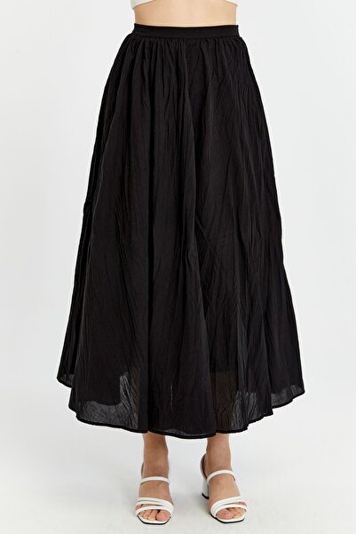 Bolivente Black Crinkle Voile Skirt