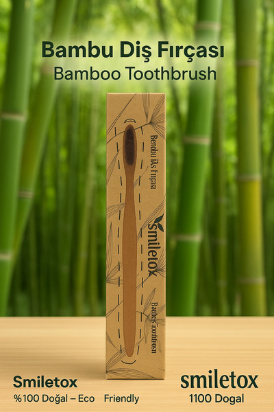 smiletox Doğal Bambu Diş Fırçası-Plastik İçermez,Çevre Dostu,Yumuşak ve Sağlı...