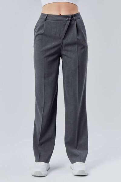 Bolivente Antrasit Rahat Kalıp Dokuma Palazzo Pantolon