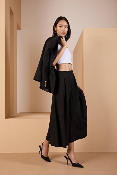 Bolivente Fusta neagră țesătă cu tăietură liberă