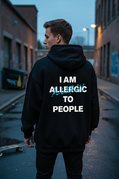 BRZ COLLECTION Hanorac oversize unisex „Sunt alergic la oameni”.