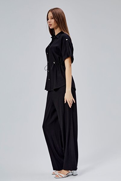 Bolivente Black Relaxed Cut Shirt Pants Suit