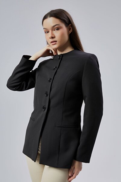 Bolivente سترة سوداء منسوجة ذات رقبة دائرية