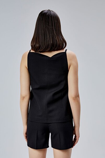 Bolivente Siyah Regular Cepli Dokuma Şort