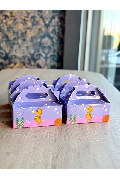 KOLİX Deniz Atı 25 'li El Tutmalı Çanta Doğum Günü Hediye Kutusu Pasta Kutusu