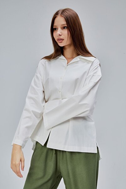 Bolivente Ecru Oversize Poplin Shirt