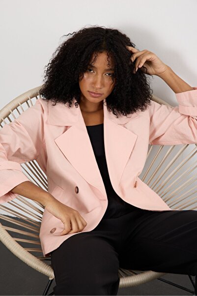 Bolivente Pembe Regular Astarsız Mevsimlik Trençkot