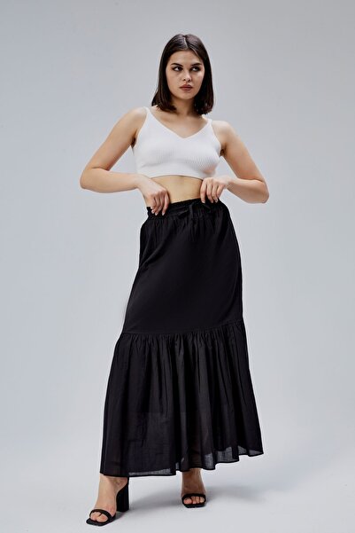 Bolivente Fusta neagră din voal de bumbac obișnuit