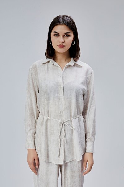 Bolivente Ecru Regular Batik Shirt Trousers Set