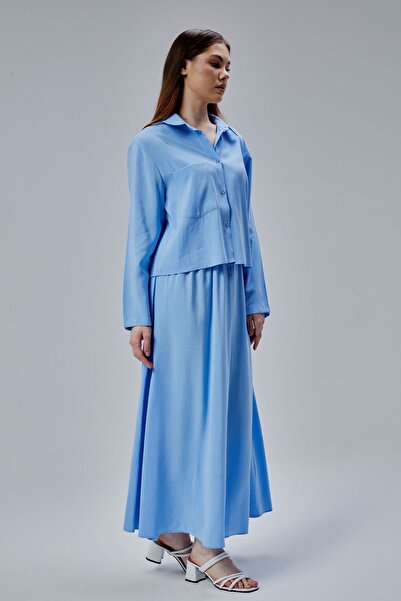 Bolivente Дитяча спідниця з еластичним поясом, блакитного кольору, з модального полотна