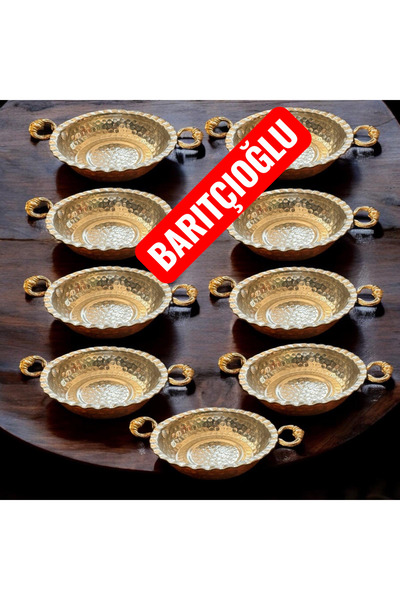 Genel Markalar Mıni  Sunum tabağı Bakır Tava 9’lu Set Kahvaltılık Sahan