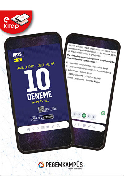 Pegem Akademi Yayıncılık 2026 KPSS Genel Yetenek Genel Kültür Tamamı Çözümlü 10 E-Deneme