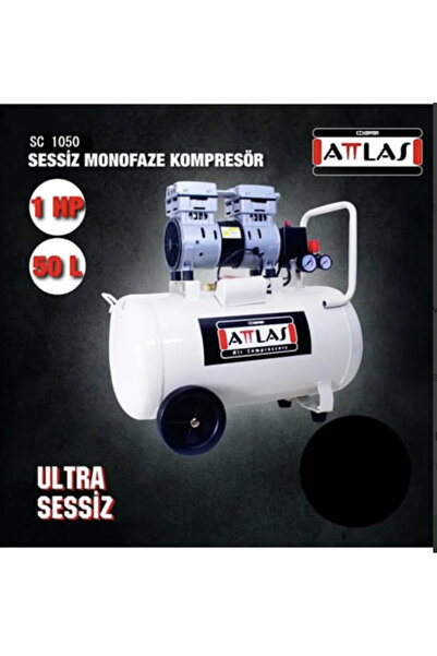 Attlas Süper Sessiz Yağsız Hava Kompresörü 50 Litre 8 Bar Medikal Kompresör