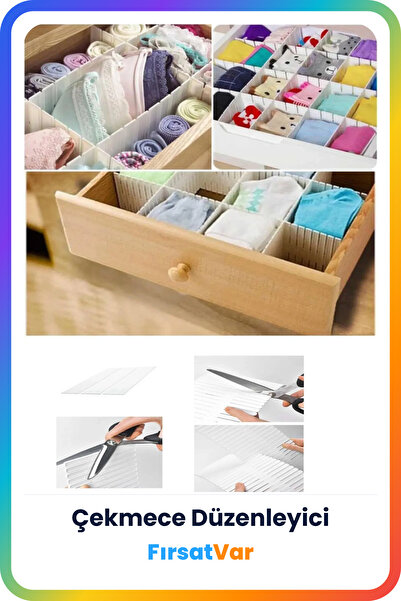 FırsatVar Çekmece Içi Ayarlanabilir Eşya Düzenleyici Bölmeleyici Aparat