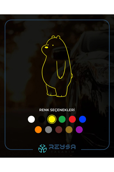 Reysa Tasarım ملصق سيارة الدب اللطيف مقاس 17 × 17 سم أصفر