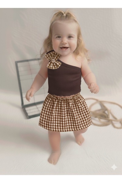 BAHNUR Kafeül Baby Crop Etik Set Top and Bottom Set