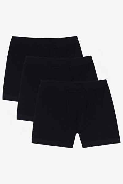 COMMON MELON Erkek 3'lü Pamuk Modal Yumuşak Dokulu Esnek Boxer Set Siyah