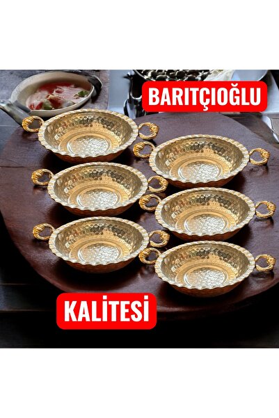 BARITCIOGLU Bakır tava sunumluk kahvaltılık mezelik çerezlik 6’lı set
