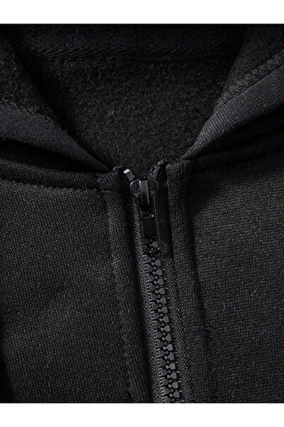 Relax family xf Černá pánská zimní mikina na zip s kapucí a fleecovou vnitřní bundou