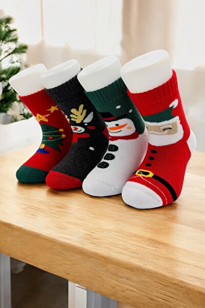 tibo 8 Pairs Toe Seamless Winter Thick Towel Kids Socket Christmas Stocking