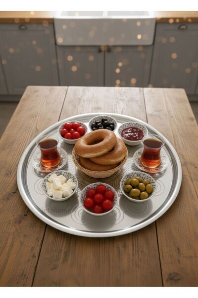 Jet's Home Yer Sofrası Sini 56 Cm Çelik Tepsi Tepsi Paslanmaz