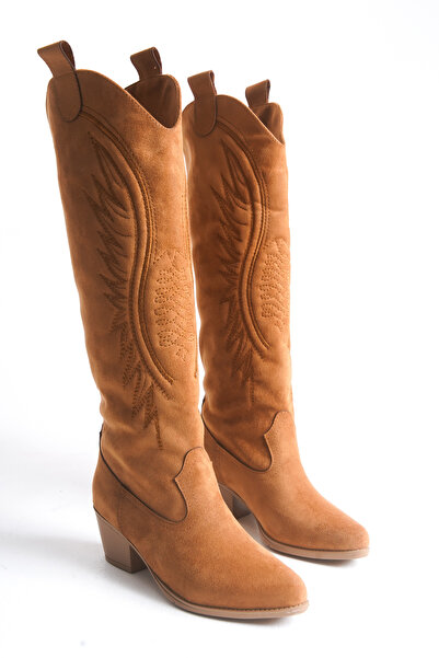 AYS SHOES Γυναικείες μακριές μπότες καουμπόικου τύπου Western με κέντημα