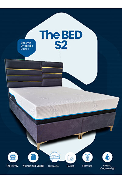 MEG'A Bedding Meg'a The Bed S2 Torba Yaylı Yatak Fermuarlı Yıkanabilir Kılıflı Ortopedik Visco Yatak