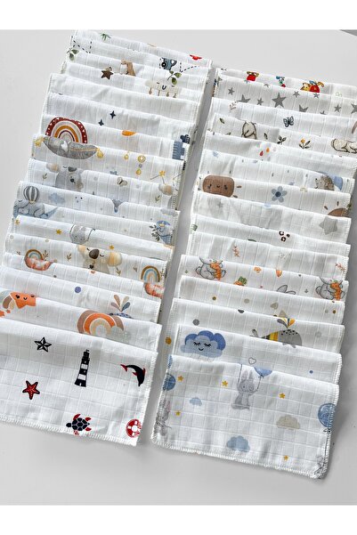 COOLMINIES Cotton Muslin 10-Piece Mixed Pattern Baby Boy Mouth Wipes Baby Wipes