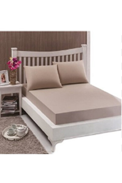 Depomaxx Maxxhome Combed Cotton Double Fitted Sheet Set Light Colors 160X200+30 - Beige