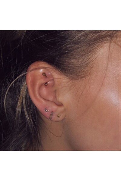 Heppii 8 mm Cerrahi Çelik Gold Renkli İki Ucu Top Piercing Tragus Helix Conch...