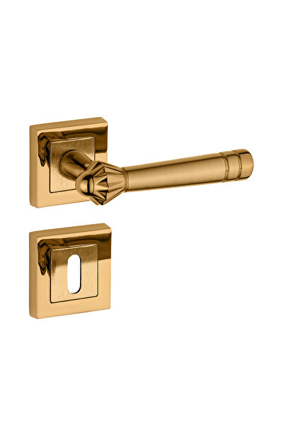 zerafev Yalı Koleksiyonu Kare Rozetli Alüminyum Kapı Kolu (Oda/Yale/WC)Altın