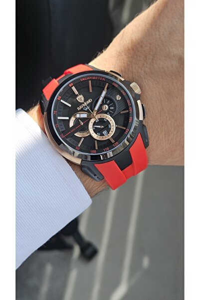 Raymond Rym-83020 Silikon Crono Men's Watch Red