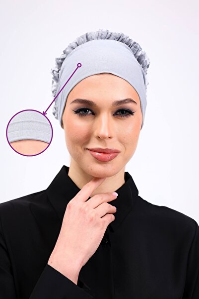 Loggia Non-Slip Ruffled Silicone Seamless Bra - Non-Slip Women's Hijab Tie-In Underwear Bra - Light Gray