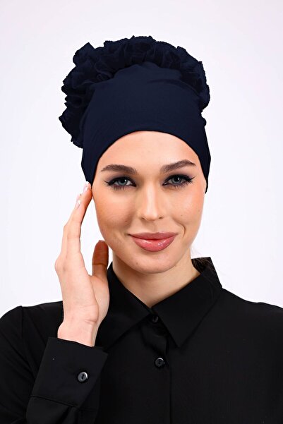 Loggia Non-Slip Ruffled Silicone Seamless Bra - Non-Slip Women's Hijab Tie-In Underwear Bra - Navy Blue