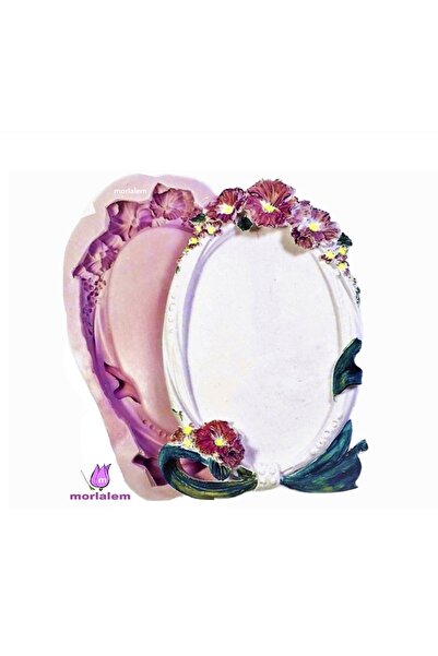 morlalem m Çiçek Kabartmalı 19cm Çerçeve Silikon Kalıp K-056, Polyester Taş T...