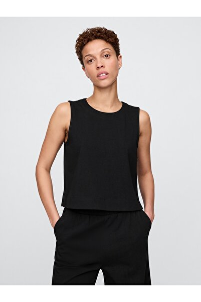 GAP Kadın Siyah Organik Pamuk Heavyweight Crop Bluz