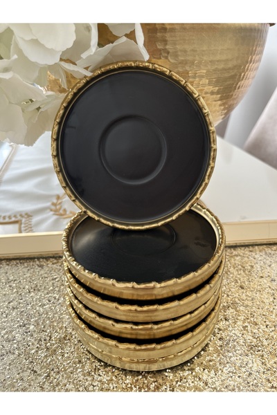 İpek Gold Gilded Edged Cup Plate (6 Pieces)