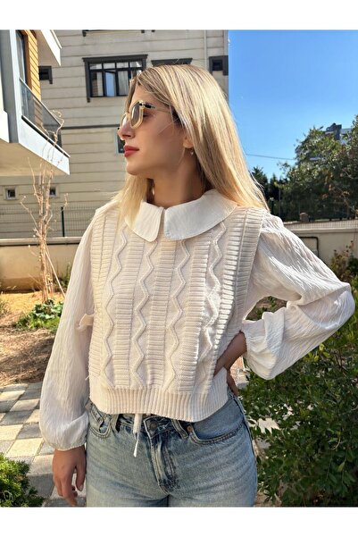 Store Yandan Bağlamalı Örgü Süveter