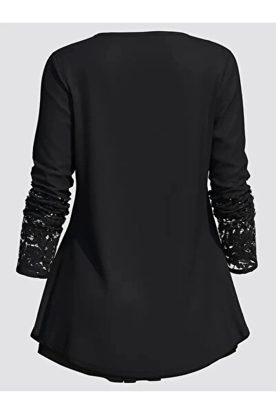 ARONA Women's Long Sleeve Lace Detailed Buttoned Viscose Blouse