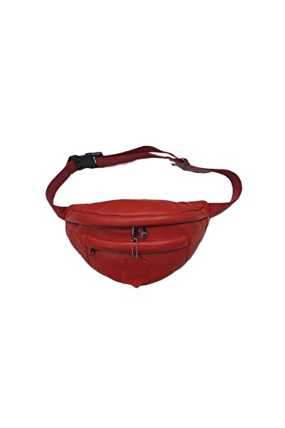 Mocikon Hakiki Deri El Yapımı Unisex Kırmızı Freebag Bel ve Vücut Çantası