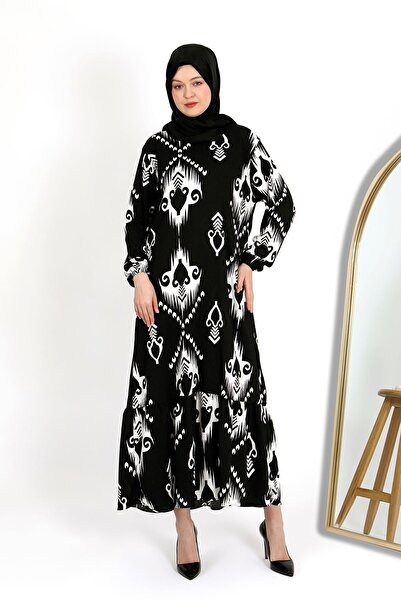 VELLICHOR فستان منقوش باللون الأسود