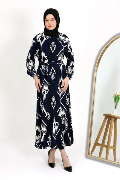 VELLICHOR فستان بوروماك مزخرف باللون الأزرق