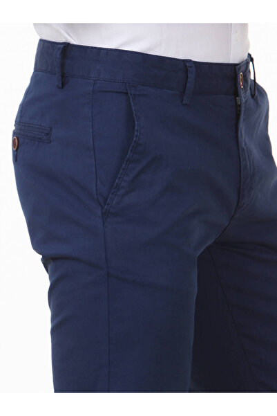 Kip Μπλε μπλε ίσιο υφαντό κανονική εφαρμογή Casual βαμβακερό παντελόνι